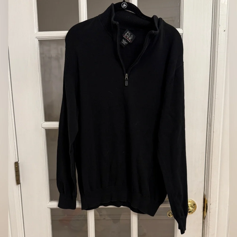 JOS. A. BANK Men’s Black Pima Cotton Quarter Zip Sweater Size L